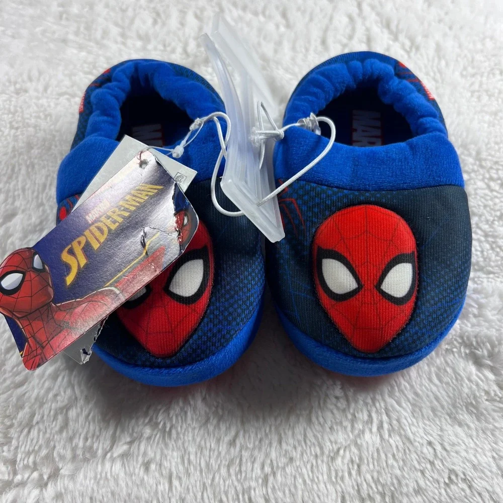 Kids Marvel Spider Man‎ Slippers Blue Size S 5/6 Light Up Footwear New With Tags